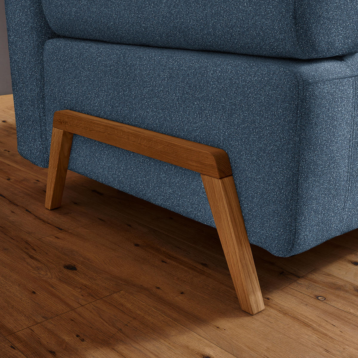 SCHLAFSOFA Bouclé Blau  - Blau/Naturfarben, Design, Holz/Textil (211/88/102cm) - Niels Andersson