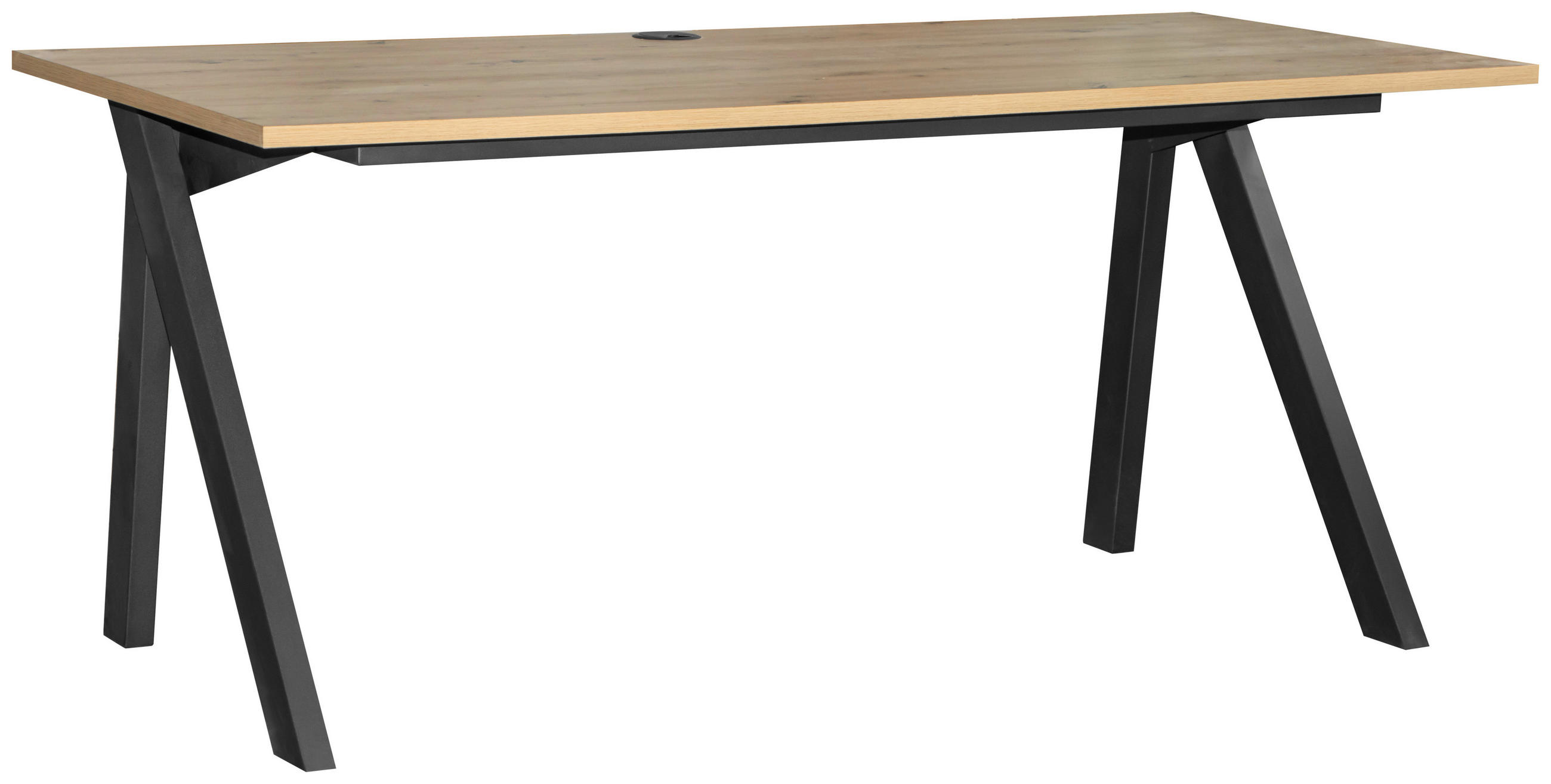 SCHREIBTISCH 180/80/75 cm Schwarz, Eichefarben   - Eichefarben/Schwarz, KONVENTIONELL, Holzwerkstoff/Metall (180/80/75cm) - Venda