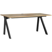SCHREIBTISCH 180/80/75 cm Schwarz, Eichefarben   - Eichefarben/Schwarz, KONVENTIONELL, Holzwerkstoff/Metall (180/80/75cm) - Venda