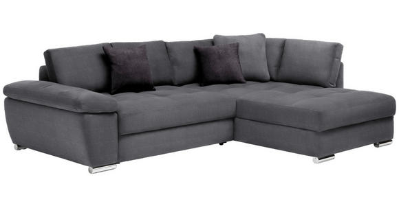 ECKSOFA in Webstoff Grau  - Chromfarben/Dunkelgrau, Design, Kunststoff/Textil (276/212cm) - Carryhome