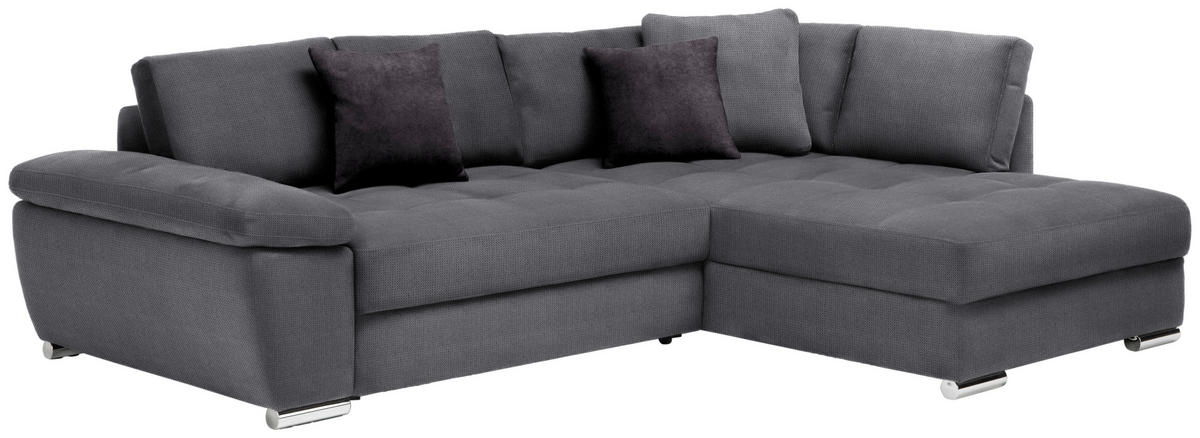 ECKSOFA in Webstoff Grau  276/212 cm  - Chromfarben/Dunkelgrau, Design, Kunststoff/Textil (276/212cm) - Carryhome