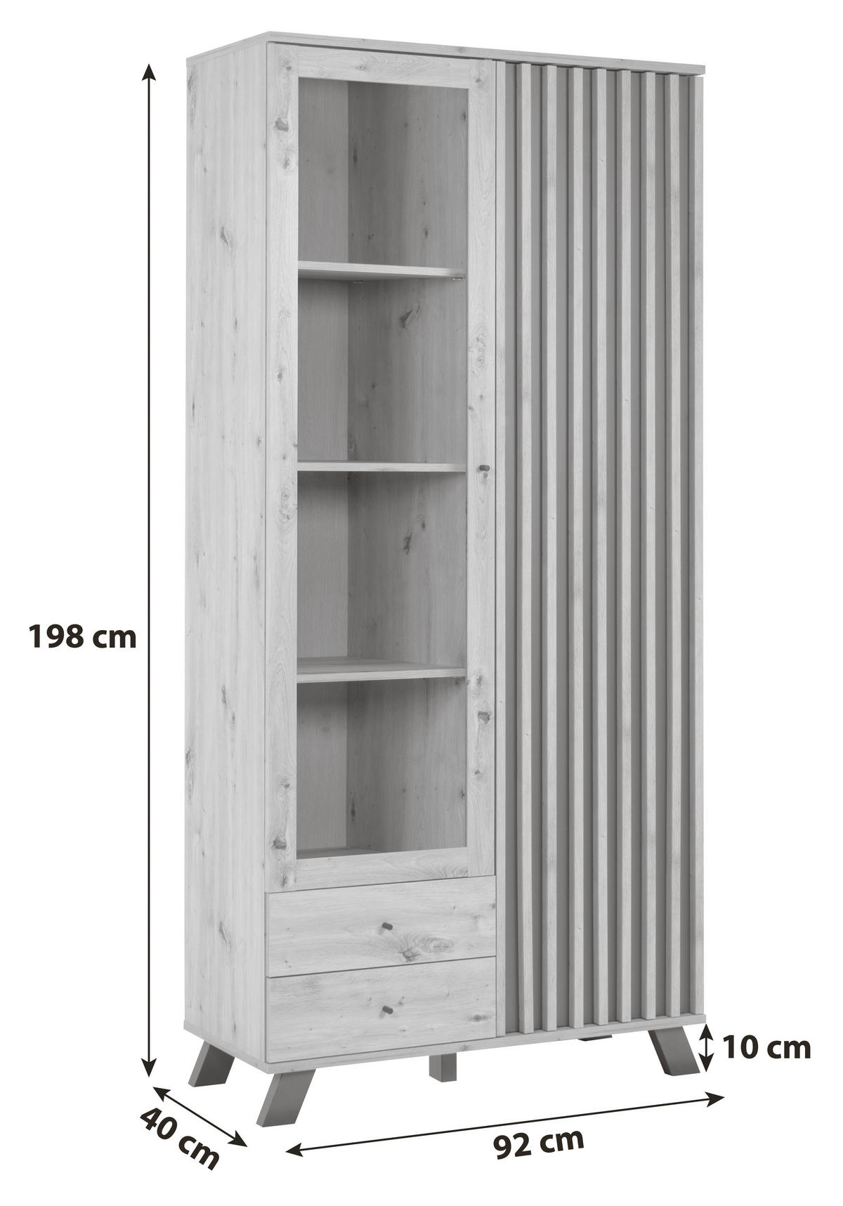 VITRINE  in Anthrazit, Eiche Artisan  - Anthrazit/Schwarz, LIFESTYLE, Glas/Holzwerkstoff (92/198/40cm) - MID.YOU
