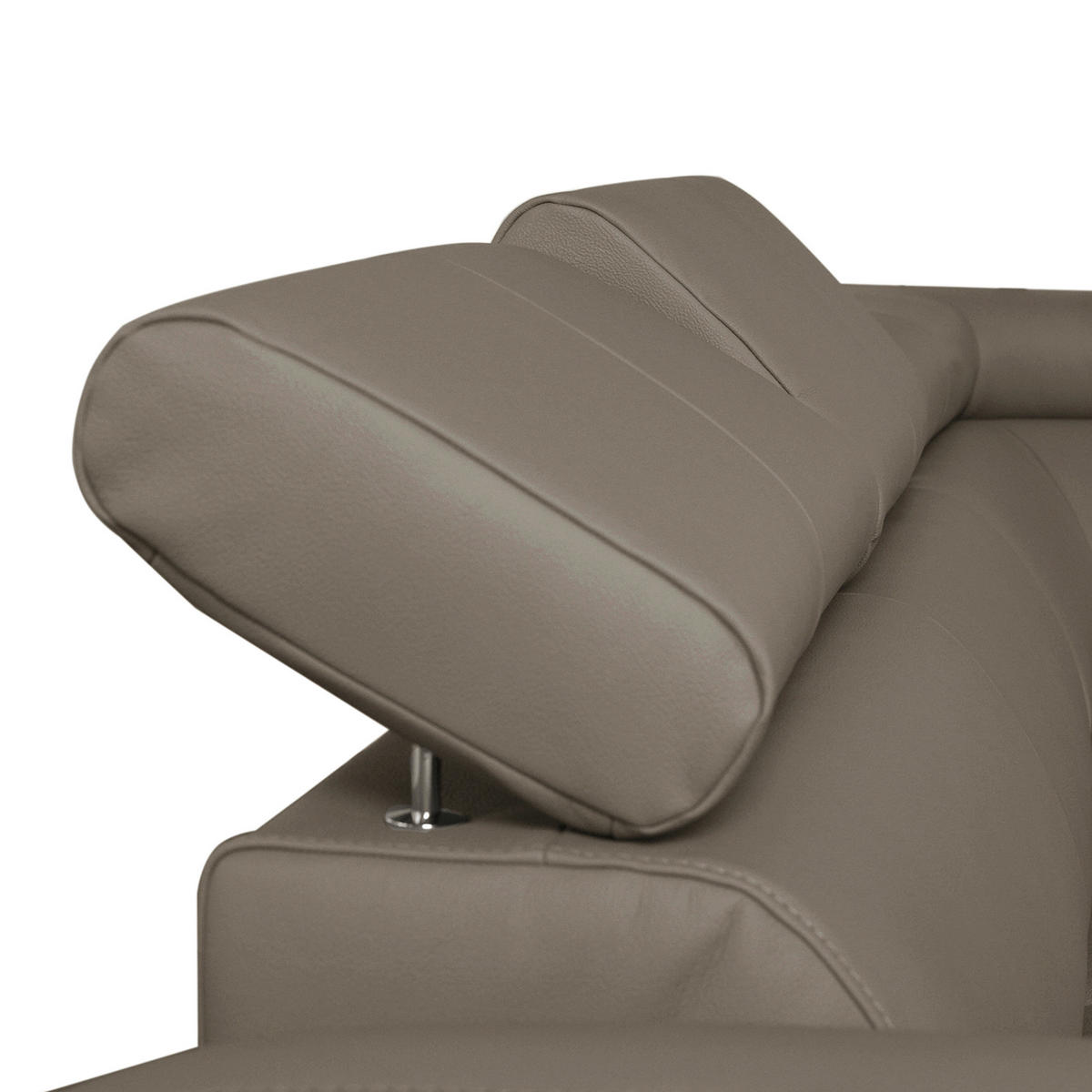 WOHNLANDSCHAFT in Lederlook Echtleder Taupe  - Taupe/Chromfarben, Design, Leder/Textil (175/315/208cm) - Livetastic