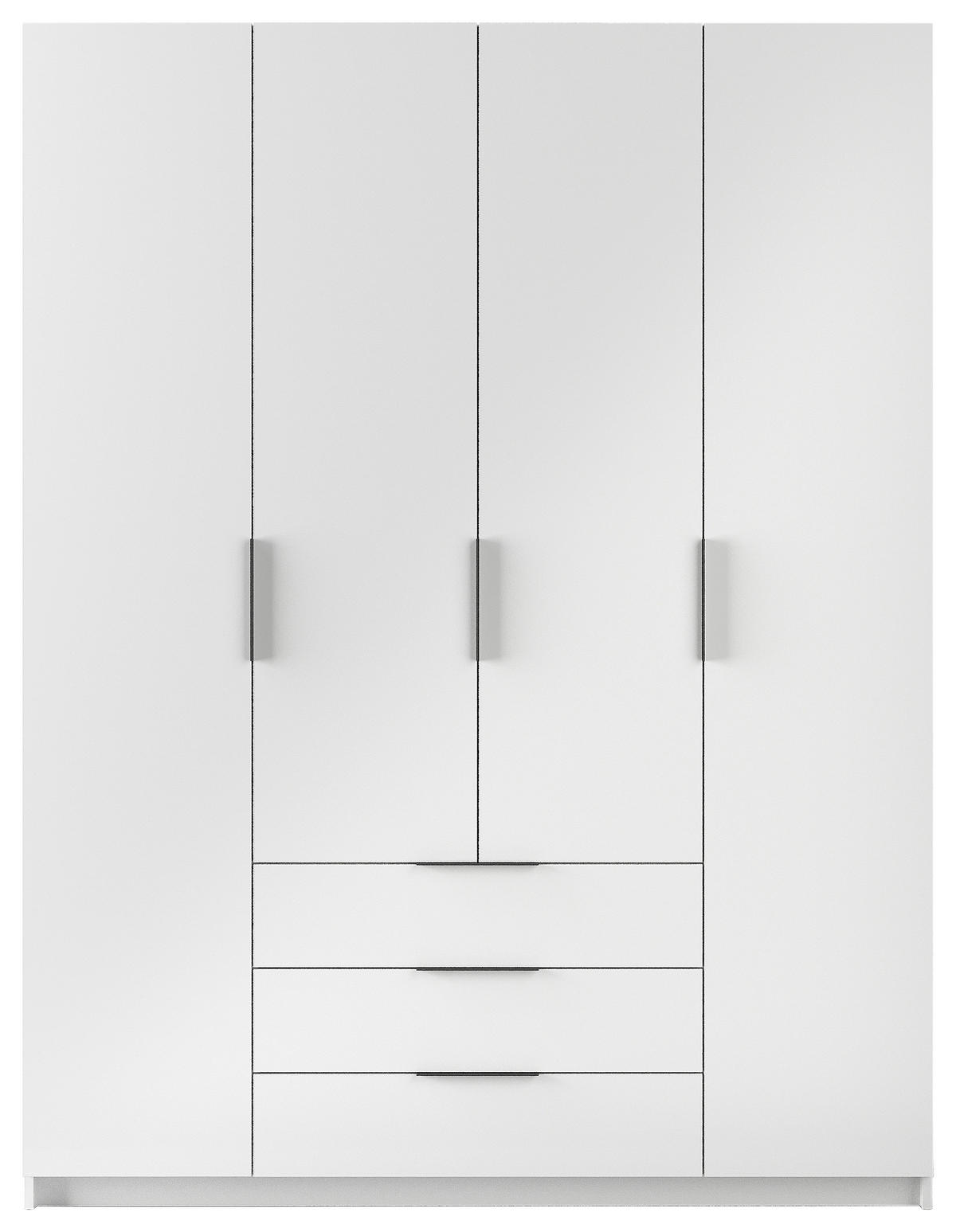 KLEIDERSCHRANK 168/220/60 cm 4-türig Weiß, Weiß Hochglanz  - Chromfarben/Weiß Hochglanz, KONVENTIONELL, Glas/Holzwerkstoff (168/220/60cm) - Boxxx