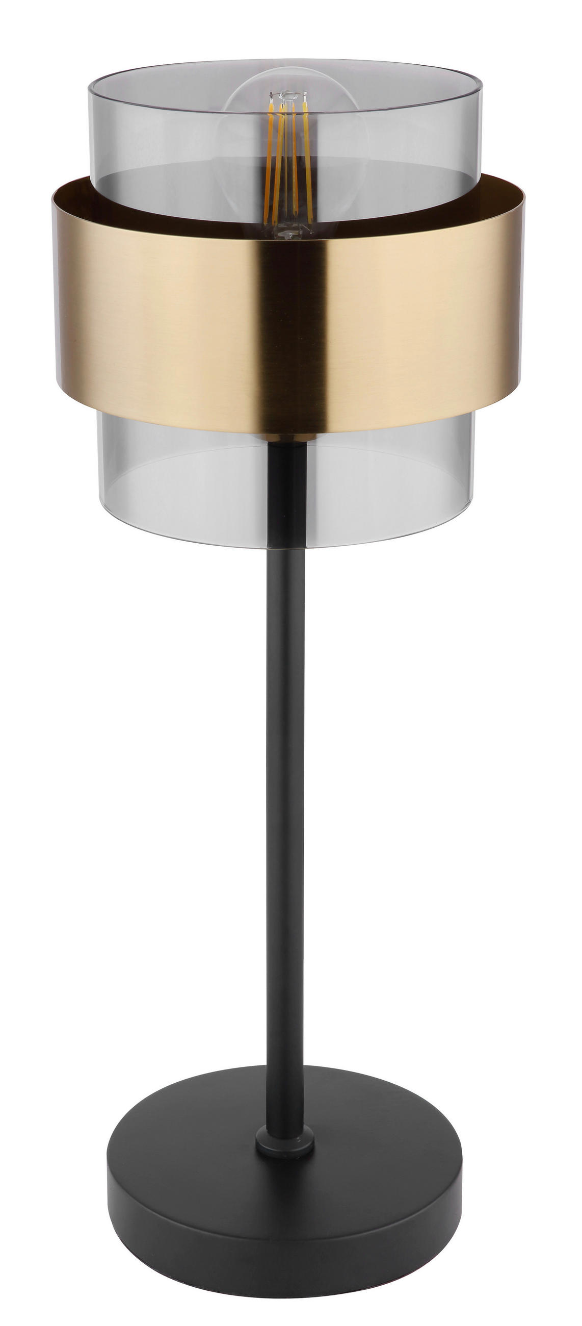 STOLNÁ LAMPA, E27, 18/47 cm  - číra/čierna, Design, kov/sklo (18/47cm)
