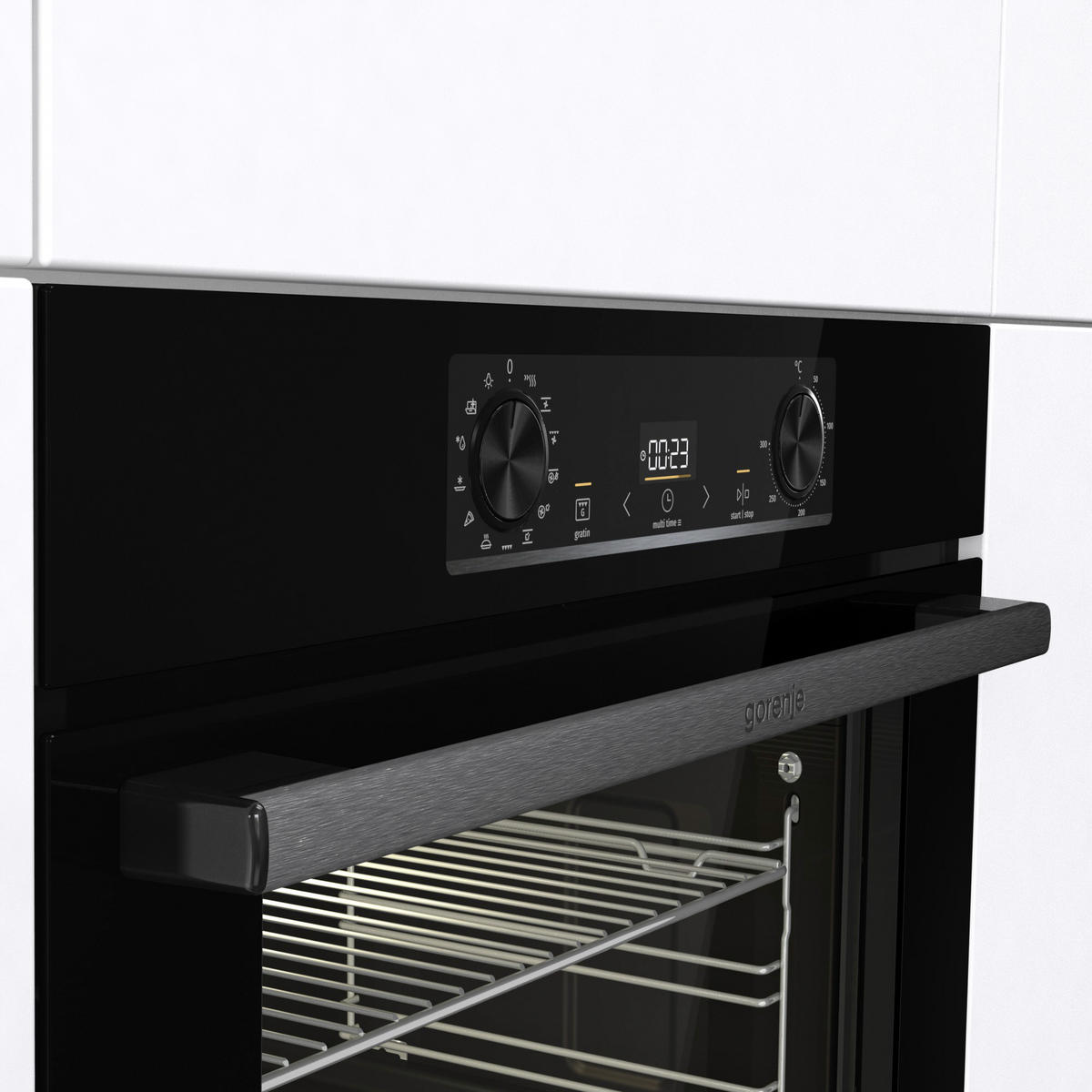 BACKOFENSET BLACK PEPPER SIB  - Schwarz, Basics, Glas/Metall (59,5/59,5/56,4cm) - Gorenje