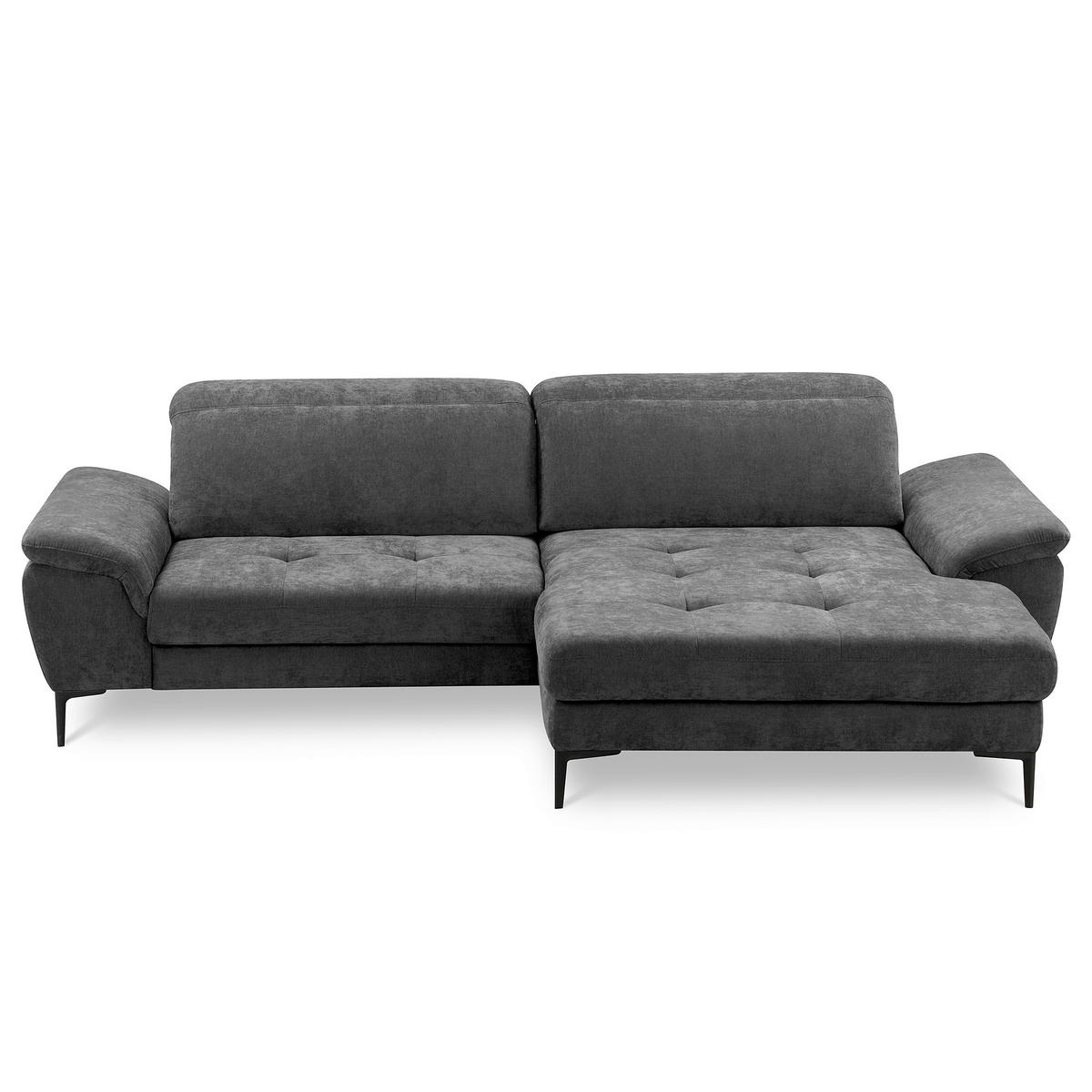 ECKSOFA  Webstoff Schwarz  - Schwarz, Design, Textil/Metall (268/195cm) - Livetastic