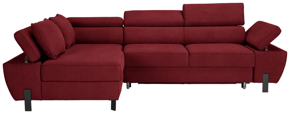 HÖRNSOFFA i vävt tyg vinröd  - vinröd/svart, Modern, metall/textil (189/90/277cm) - MID.YOU