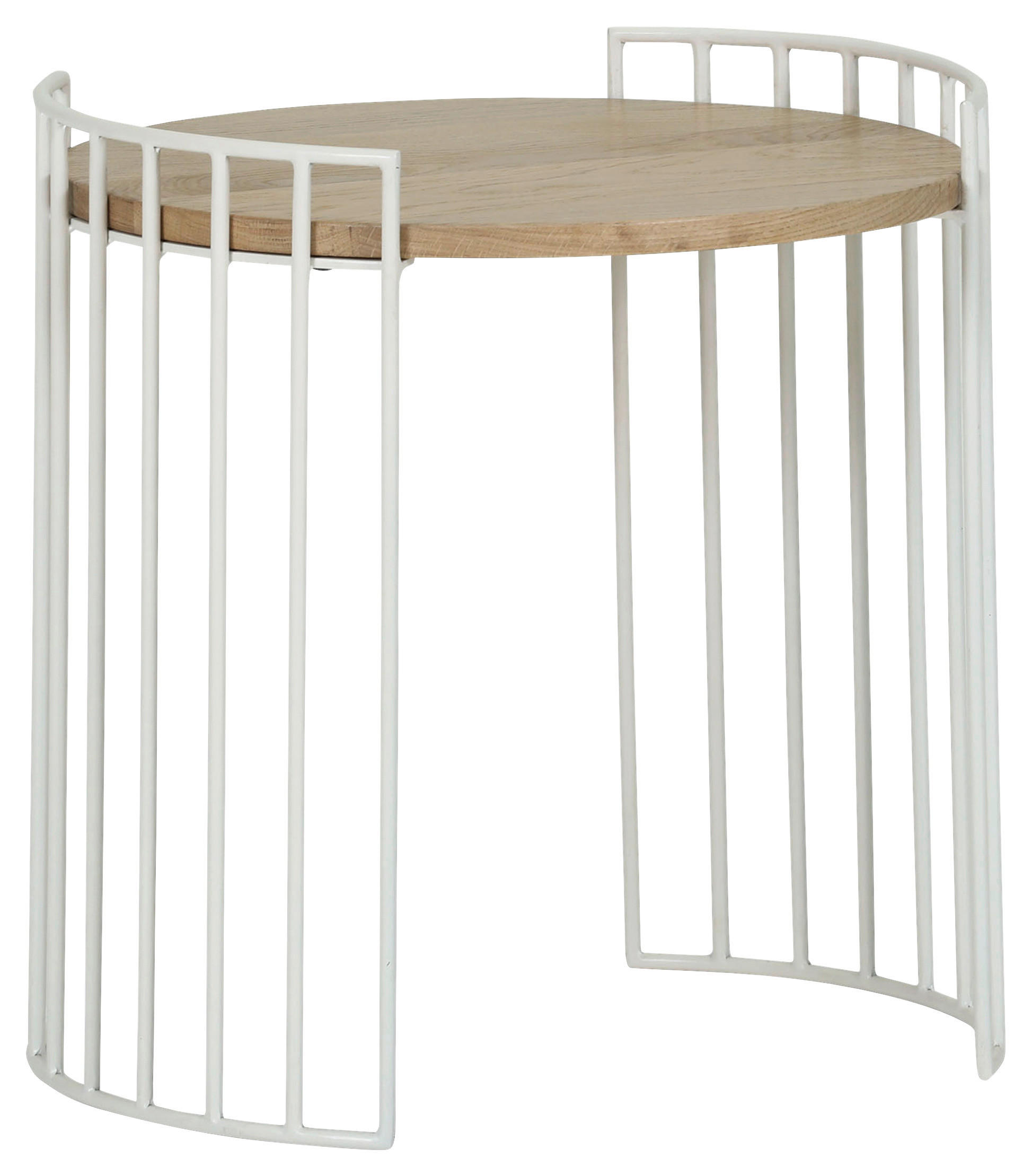 BEISTELLTISCH 43/42/45 cm Eiche massiv Eichefarben, Weiß rund  - Eichefarben/Weiß, Design, Holz/Metall (43/42/45cm) - Landscape