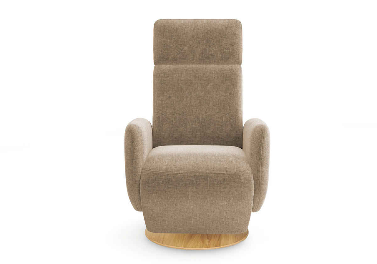 RELAXSESSEL Flachgewebe Aufstehhilfe    - Hellbraun/Eichefarben, KONVENTIONELL, Holz/Textil (71/110/82cm) - Sit & More