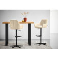 BARHOCKER Echtleder Beige Eisen Sitzfläche 360° drehbar, inklusive Armlehnen  - Beige/Schwarz, Design, Leder/Metall (54/99-117/52,5cm) - Novel