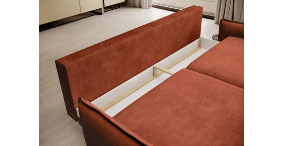 SCHLAFSOFA  mit Liegefunktion, Rücken echt Chenille Terracotta  - Terracotta/Schwarz, KONVENTIONELL, Textil/Metall (223/89/107cm) - Carryhome