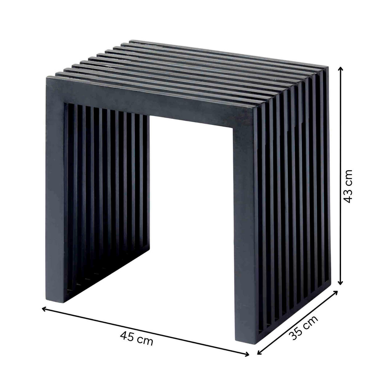 HOCKER Holz Schwarz  - Schwarz, Konventionell, Holz (45/43/35cm) - MID.YOU