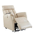FERNSEHSESSEL m. Relaxfunktion Kombination Echtleder/Lederlook Lederlook Beige  - Beige/Schwarz, Design, Leder/Kunststoff (82/107/94cm) - Cantus