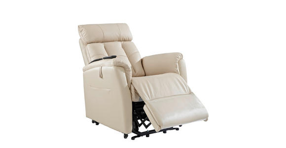 FERNSEHSESSEL m. Relaxfunktion Kombination Echtleder/Lederlook Lederlook Beige - Beige/Schwarz, Design, Leder/Kunststoff (82/107/94cm) - Cantus