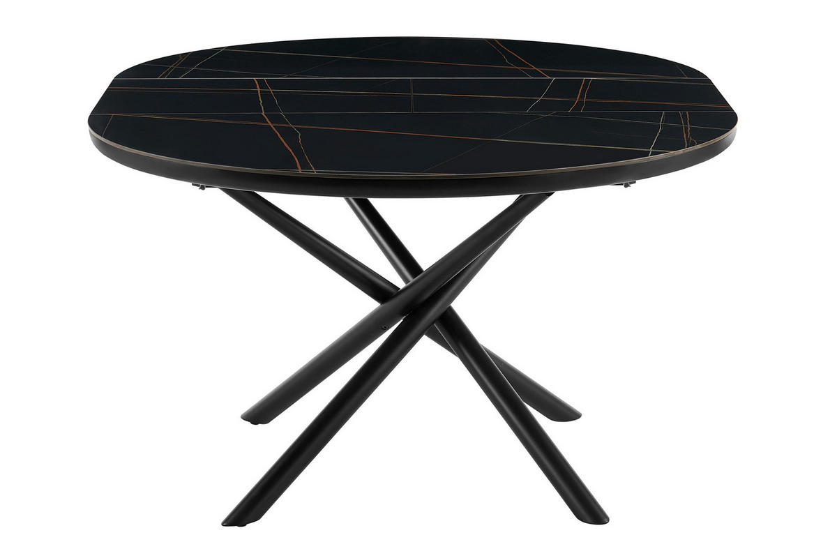 ESSTISCH Schwarz rund  ausziehbar  - Schwarz, MODERN, Keramik/Holzwerkstoff (120-160/120/76cm) - Livetastic