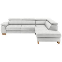 ECKSOFA in Mikrofaser Ecru  273/226 cm  - Ecru/Eichefarben, Natur, Holz/Textil (273/226cm) - Beldomo System