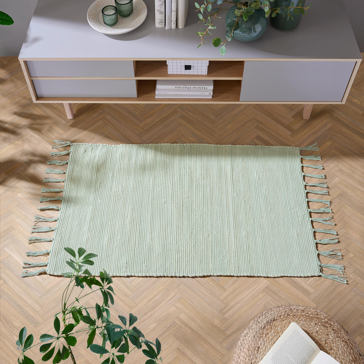 TKANÝ HANDRIČKOVÝ KOBEREC, 60/120 cm, mätovozelená - mätovozelená, Konventionell, textil (60/120cm) - Boxxx