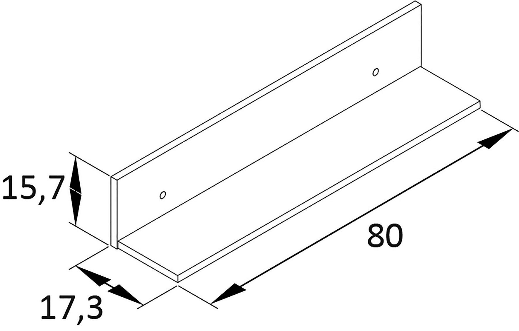 Regalablage Schwarz, Eichefarben - Eichefarben/Schwarz, MODERN, Holzwerkstoff (80/15,7/17,3cm) - MID.YOU