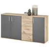 Sideboard Basel  in 160/84/35 cm  - Eichefarben/Silberfarben, Design, Holzwerkstoff/Kunststoff (160/84/35cm) - MID.YOU