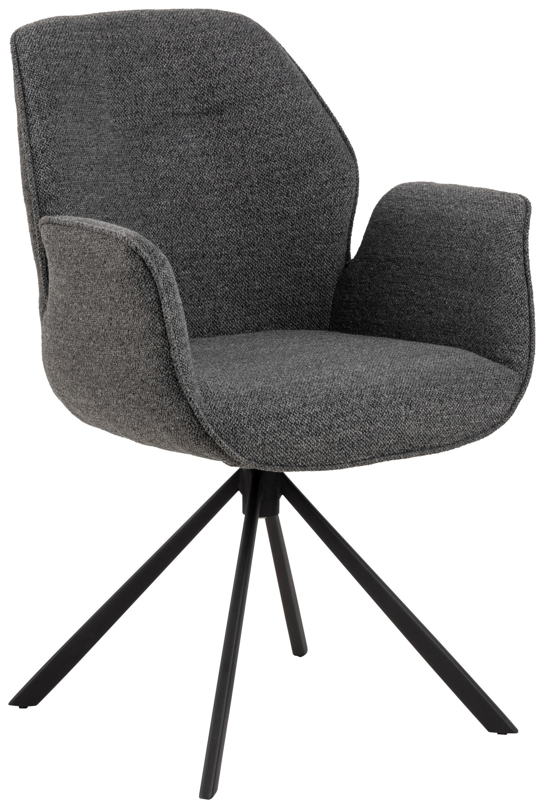 ARMLEHNSTUHL  Sitzfläche 360° drehbar Webstoff  - Anthrazit/Schwarz, Design, Textil/Metall (60,5/91/62cm) - MID.YOU
