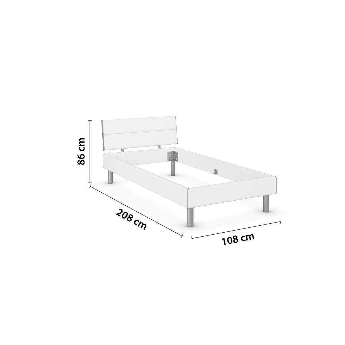 BETT 100/200 cm  in Weiss   - Weiss/Alufarben, Design, Holzwerkstoff/Metall (100/200cm) - Carryhome