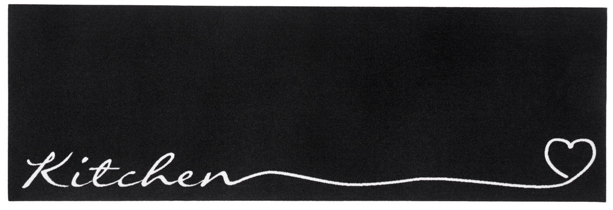 Küchenläufer in Schwarz/Weiß ( 50/150 cm Cook & Clean Weiß, Schwarz  - Schwarz/Weiß, Design, Kunststoff/Textil (50/150cm) - Hanse Home