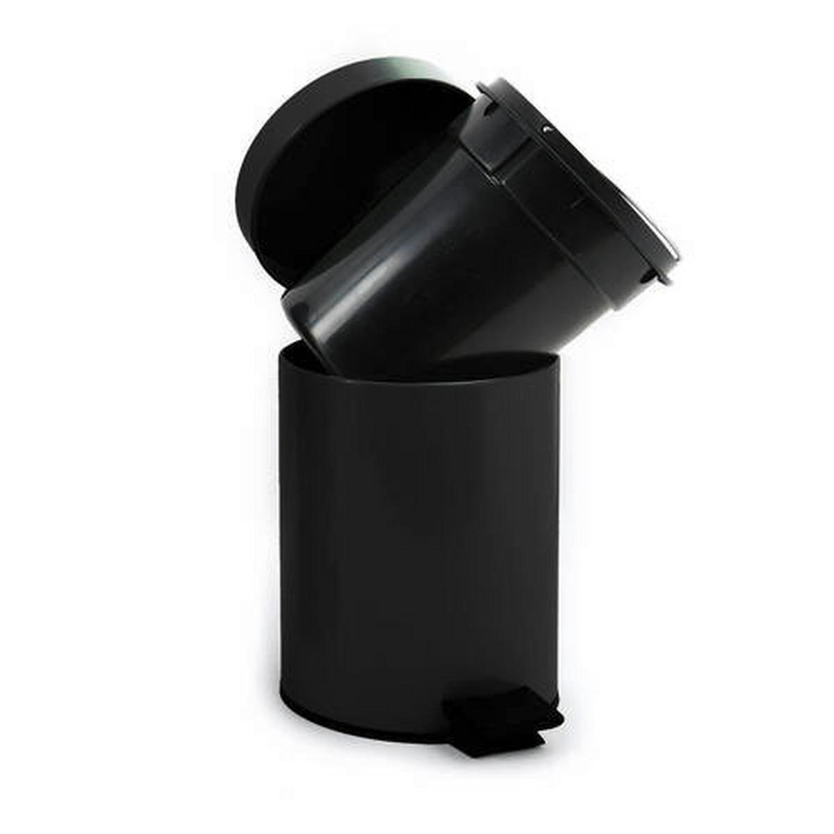 TRETEIMER 5 l  Metall  - Schwarz Hochglanz/Schwarz, Basics, Kunststoff/Metall (20/20/27cm) - Spirella