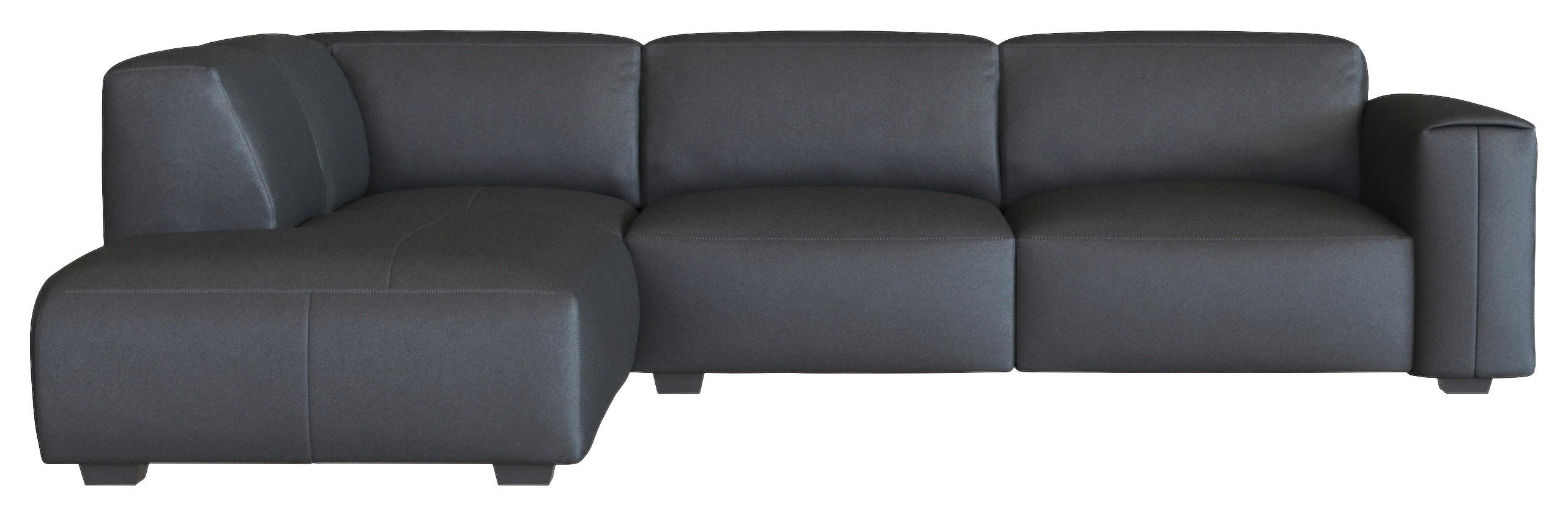 ECKSOFA Schwarz Echtleder  - Schwarz, Design, Leder/Holz (231/288cm) - Livetastic