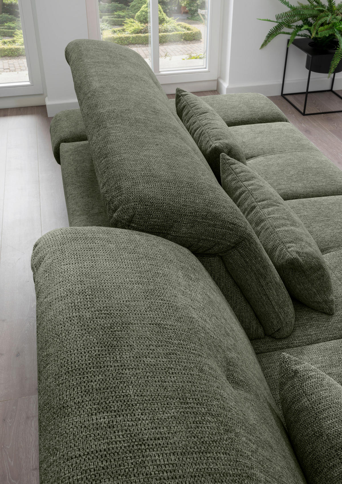 CloseUp von Livetastic ECKSOFA Dunkelgrün Chenille.