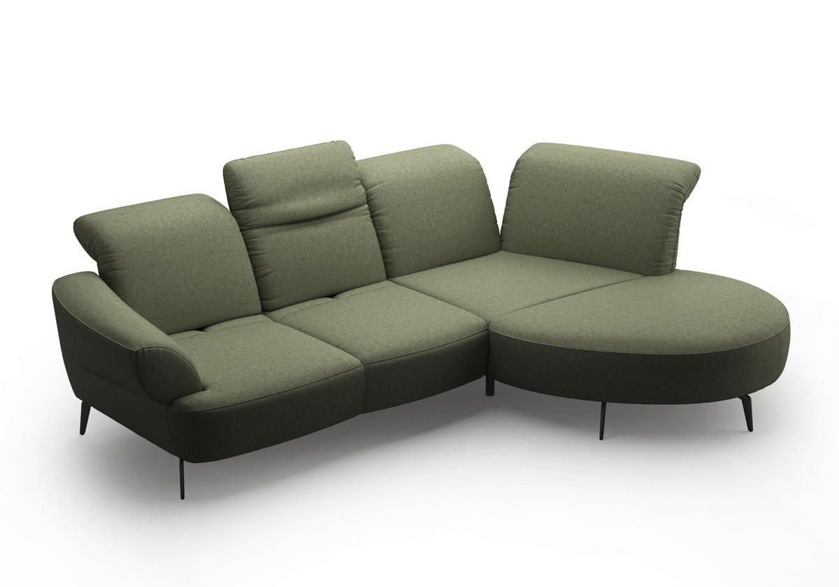 ECKSOFA in Flachgewebe Olivgrün  313/208 cm  - Schwarz/Olivgrün, MODERN, Textil/Metall (313/208cm) - Sit & More