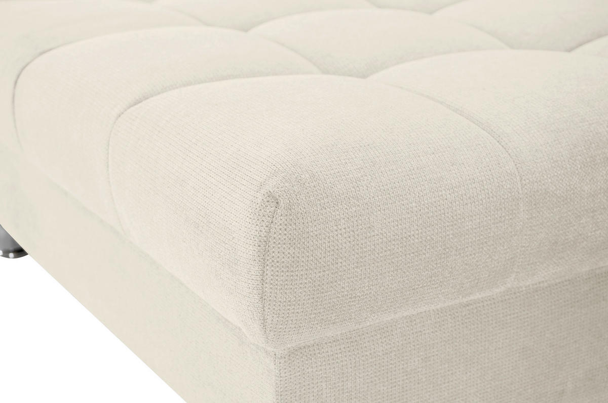 ECKSOFA in Flachgewebe, Mikrofaser Creme  - Chromfarben/Creme, Design, Kunststoff/Textil (198/312cm) - Livetastic