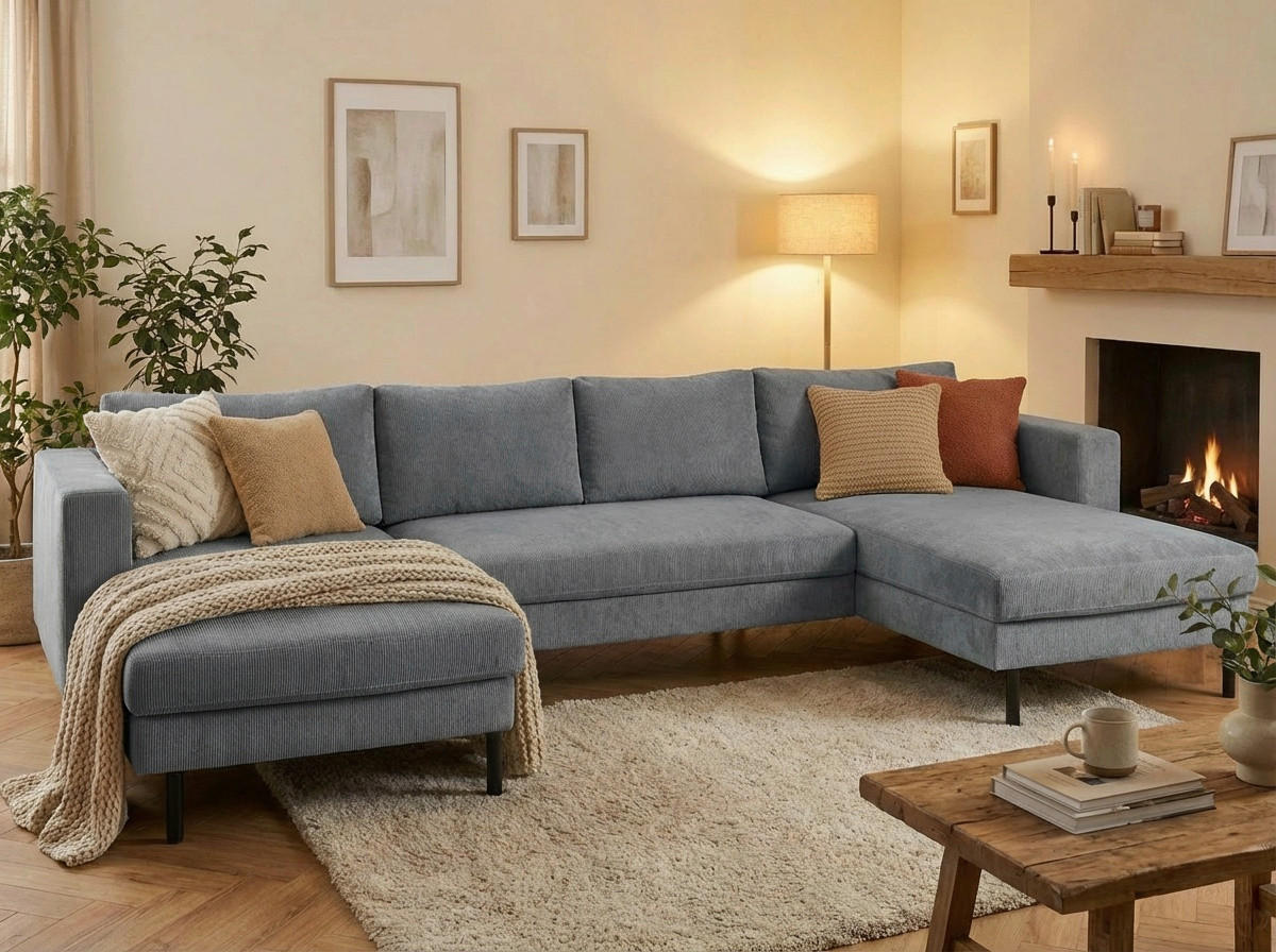Trendmanufaktur Wohnlandschaft Dunkelgrau 306x161 cm