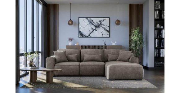 ECKSOFA Greige Chenille  - Greige/Grau, KONVENTIONELL, Kunststoff/Textil (293/205cm) - Carryhome