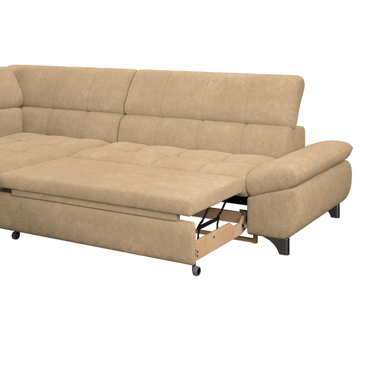 ECKSOFA Sandfarben Chenille  - Sandfarben/Chromfarben, KONVENTIONELL, Textil/Metall (234/312cm) - Livetastic