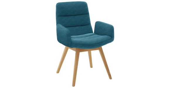 ARMLEHNSTUHL  in Cord  - Petrol/Naturfarben, Design, Holz/Textil (61/88/66cm) - Dieter Knoll