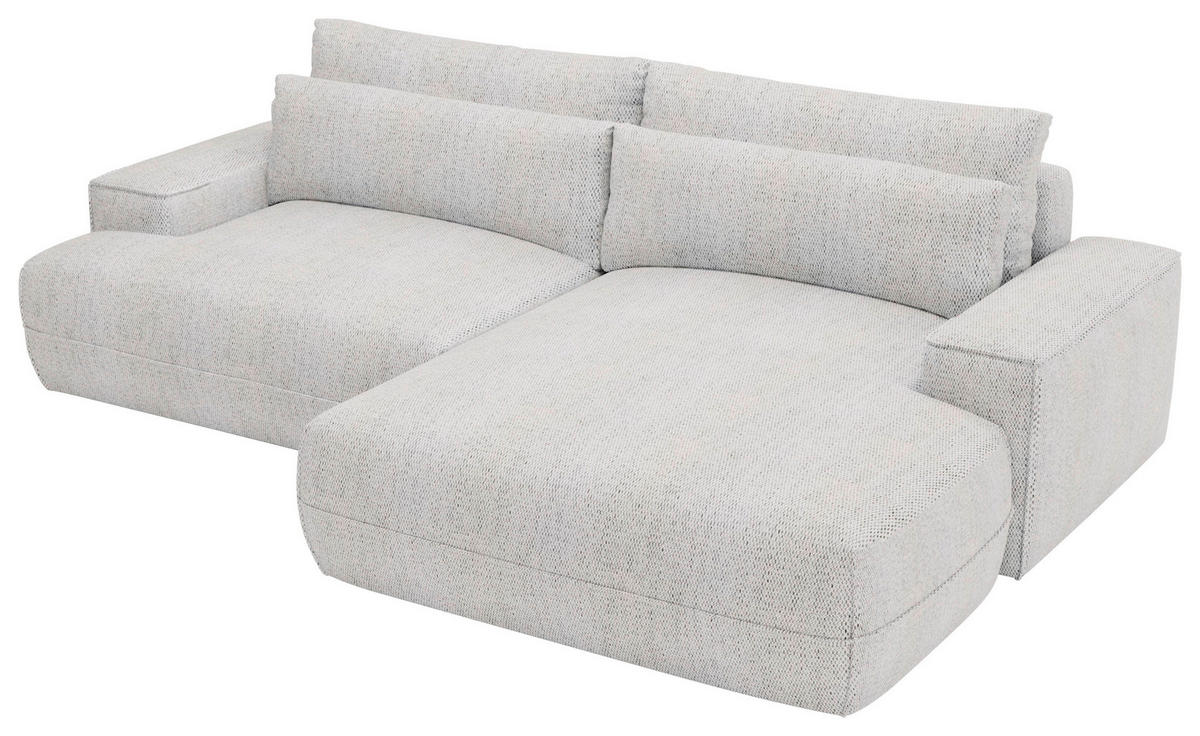 ECKSOFA in Struktur Hellgrau  - Hellgrau/Schwarz, Design, Kunststoff/Textil (272/156cm) - Livetastic