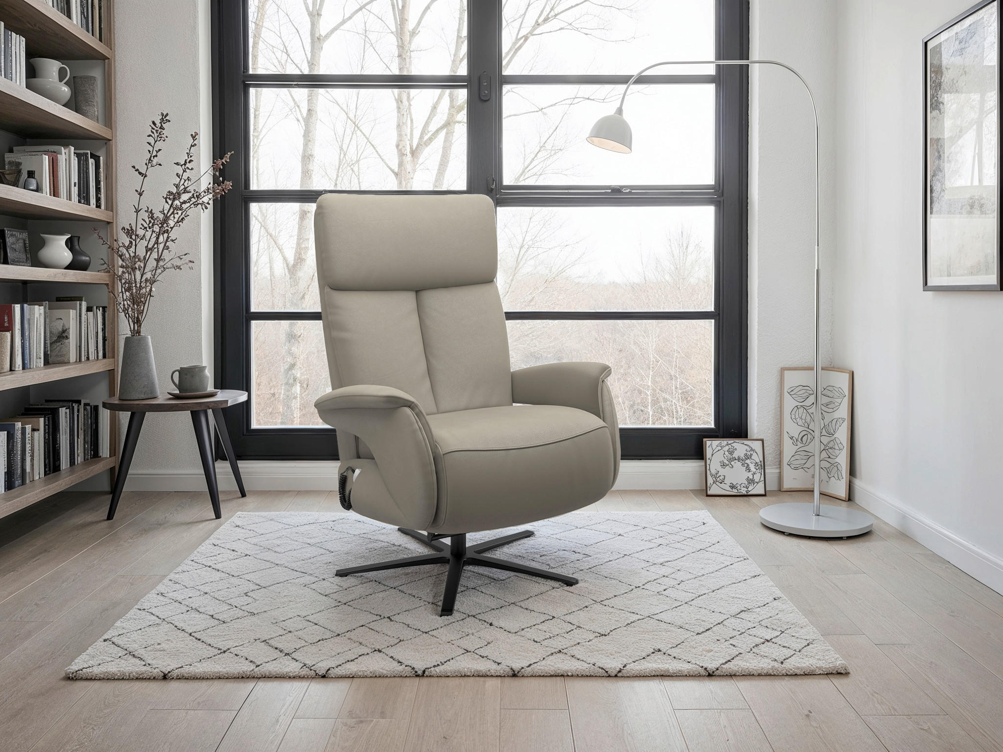 RELAXSESSEL Leder Grau  - Schwarz/Grau, Basics, Leder/Metall (86/111/86cm) - Sit & More