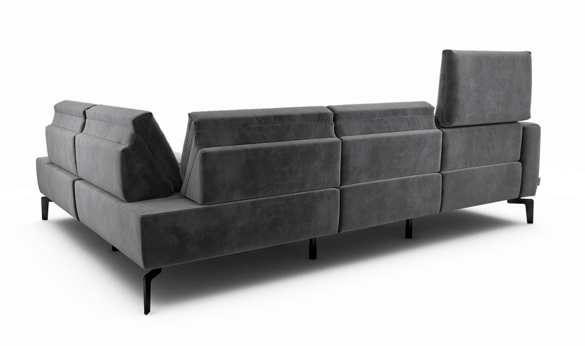 ECKSOFA Cosy Anthrazit Samt  - Anthrazit/Schwarz, Design, Textil/Metall (256/193cm) - SENSOO