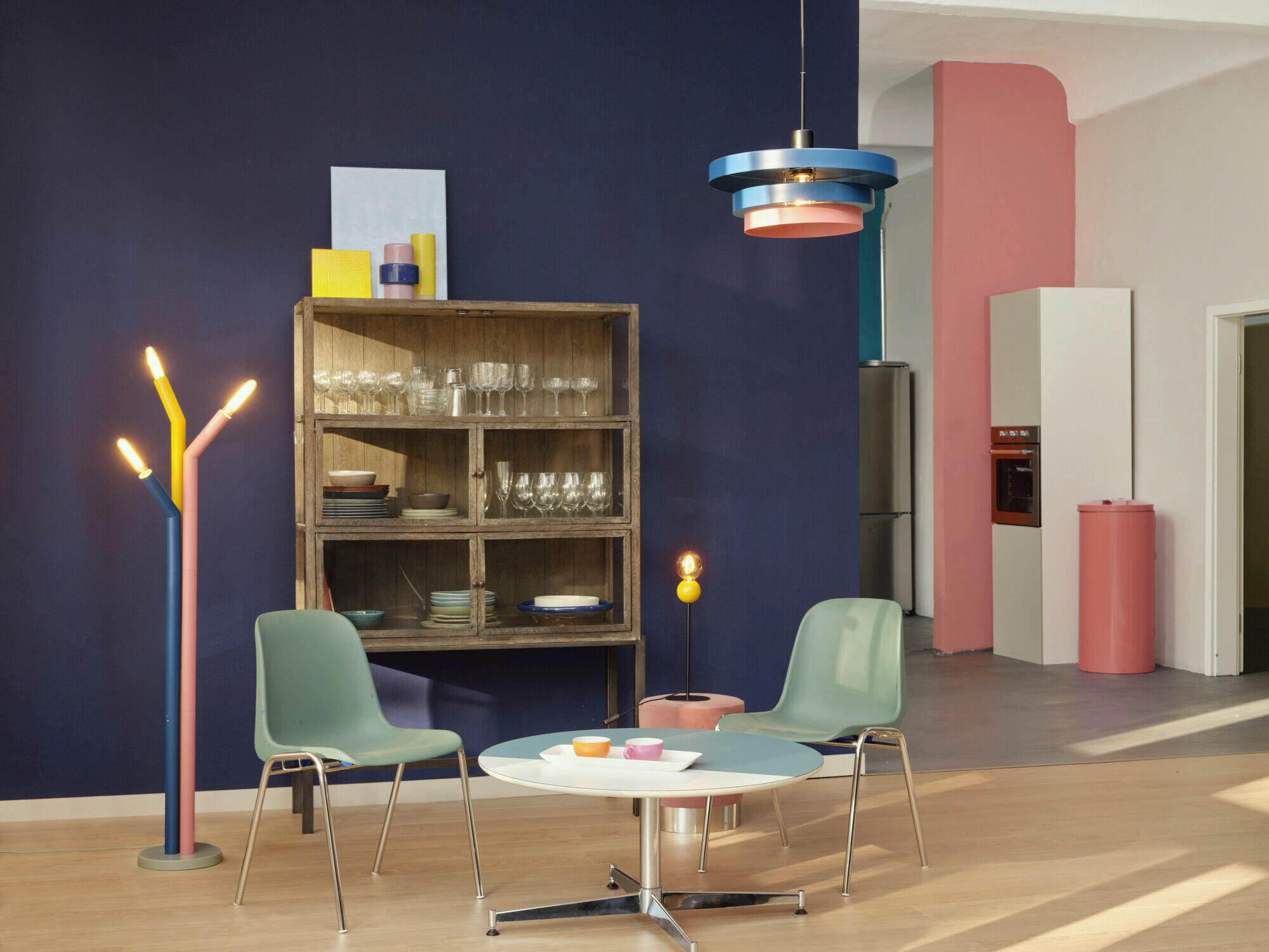 HÄNGELEUCHTE 40/136 cm  - Blau/Rosa, Basics, Metall (40/136cm) - Osram
