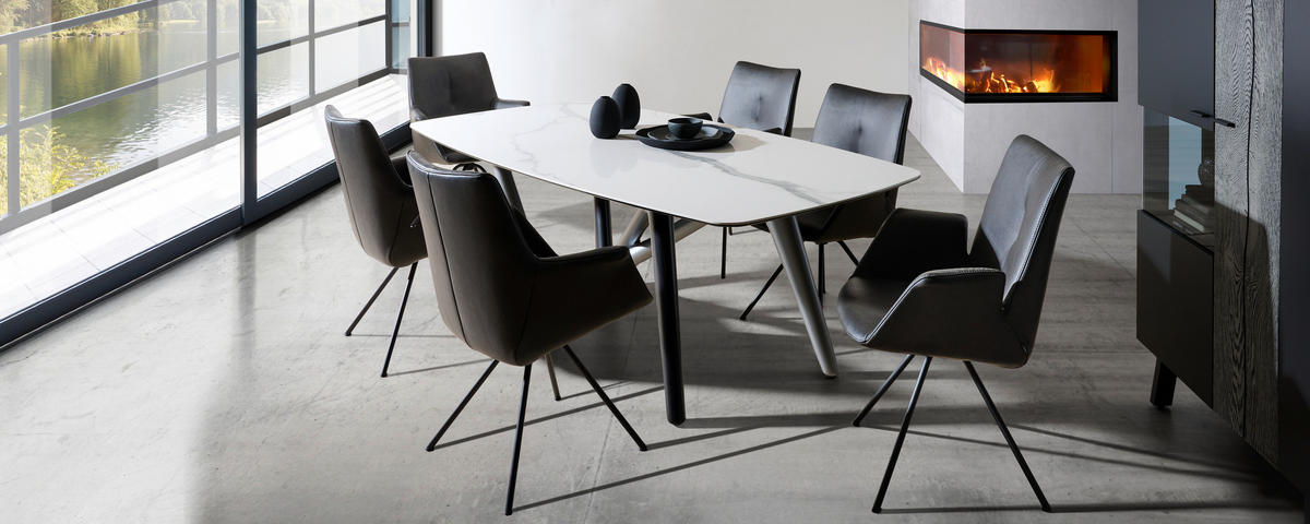 ESSTISCH in Kunststoff, Keramik 220/110/75 cm  - Anthrazit/Weiß, Design, Keramik/Kunststoff (220/110/75cm) - Dieter Knoll