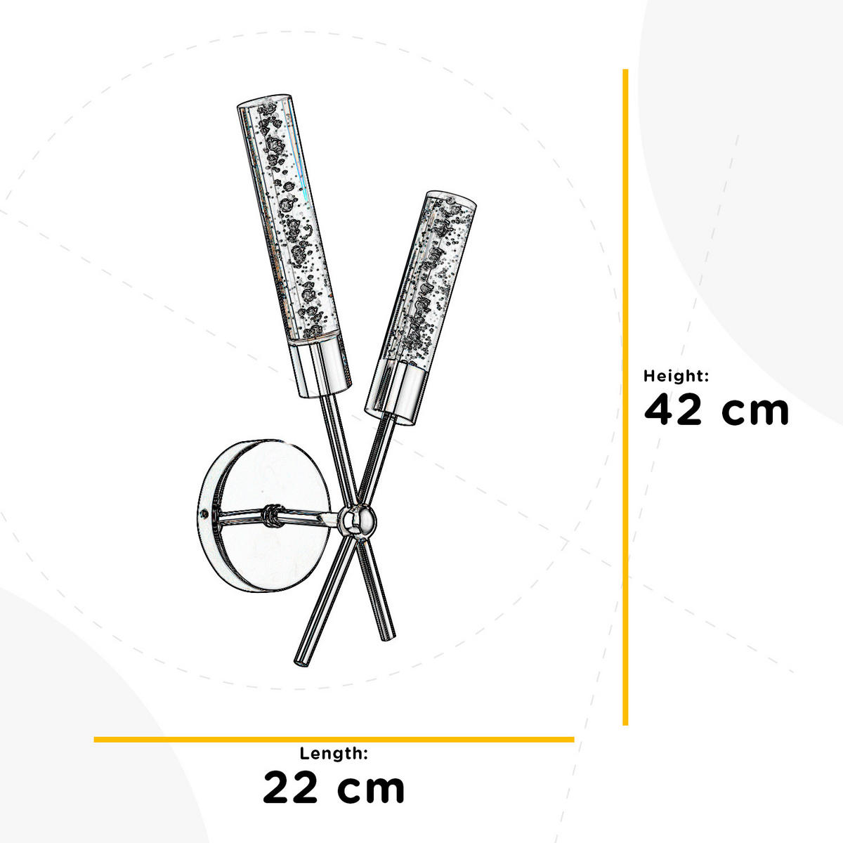 LED-WANDLEUCHTE 22/22/42 cm   - Klar/Chromfarben, Design, Kunststoff/Metall (22/22/42cm)