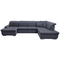 WOHNLANDSCHAFT in Flachgewebe Grau  - Silberfarben/Grau, Design, Textil/Metall (145/342/208cm) - Cantus