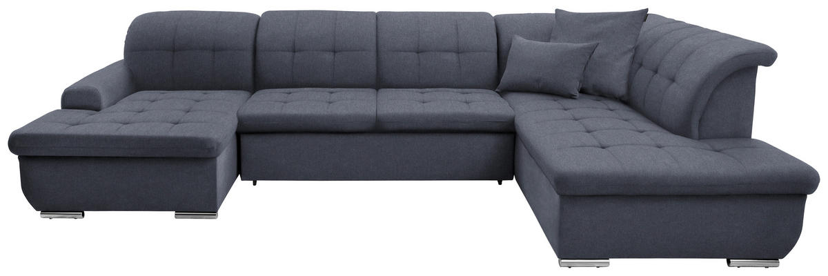WOHNLANDSCHAFT in Flachgewebe Grau  - Silberfarben/Grau, Design, Textil/Metall (145/342/208cm) - Cantus