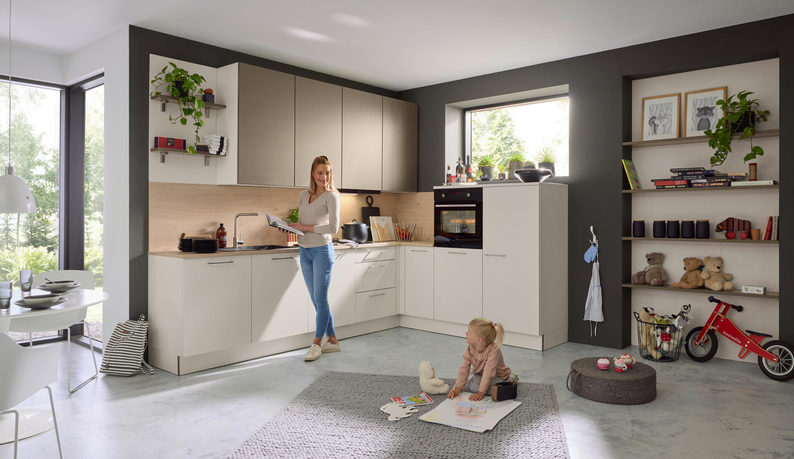ECKKÜCHE 305/225 cm  in Eichefarben, Dunkelbraun, Sahara  - Edelstahlfarben/Eichefarben, Design, Holzwerkstoff/Metall (305/225cm) - Nolte Küchen