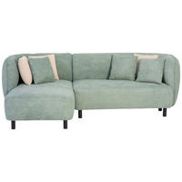 ECKSOFA in Chenille Grün  - Beige/Schwarz, Design, Holz/Textil (148/236cm) - Lomoco