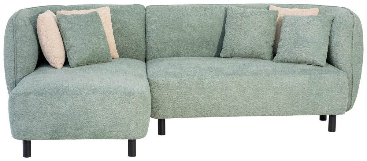 ECKSOFA in Chenille Grün  - Beige/Schwarz, Design, Holz/Textil (148/236cm) - Lomoco