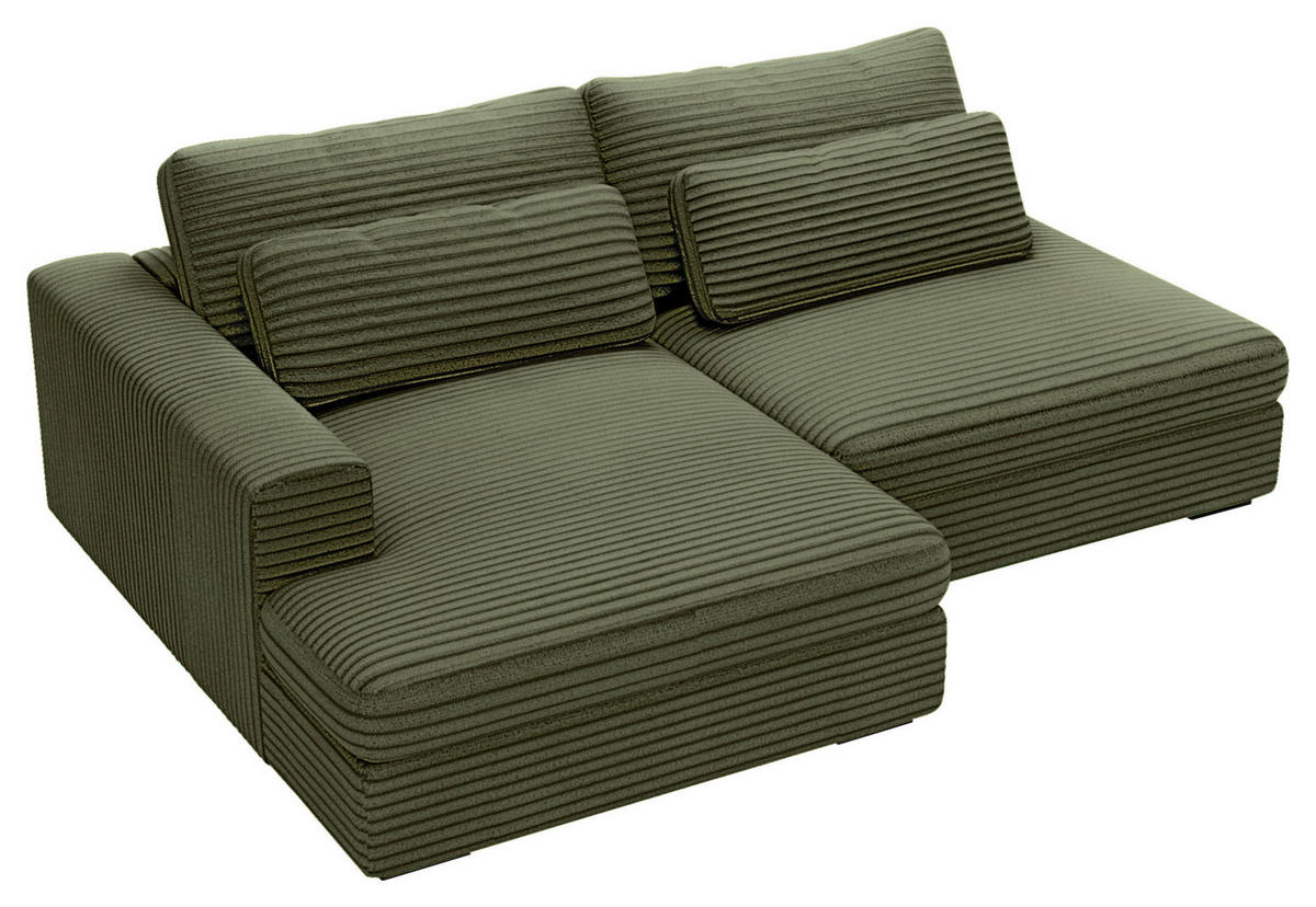 ECKSOFA Cord Grün  - Schwarz/Grün, Design, Kunststoff/Textil (158/223cm) - Lomoco