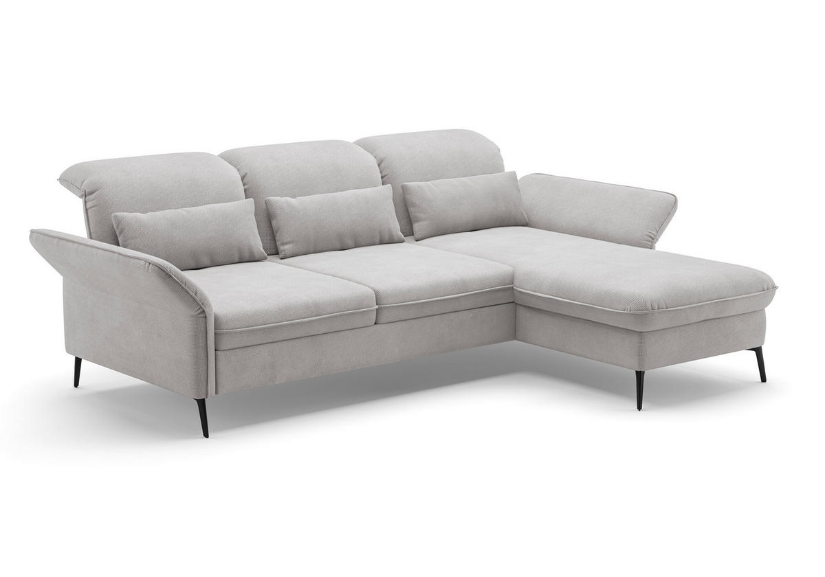 ECKSOFA in Flachgewebe Silberfarben  - Silberfarben/Schwarz, Konventionell, Textil/Metall (264/198cm) - Sit & More