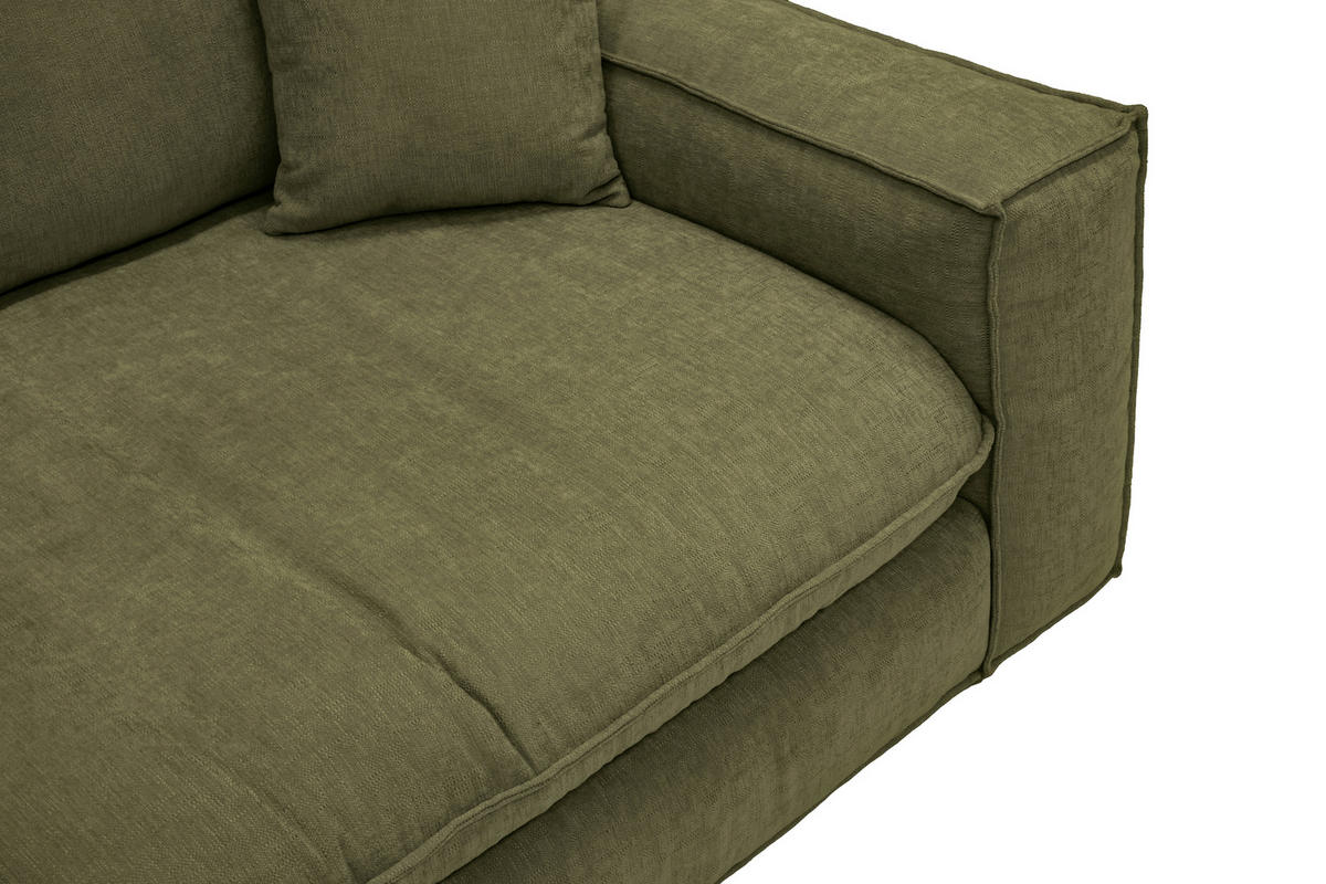 BIGSOFA Chenille Olivgrün  - Schwarz/Olivgrün, MODERN, Kunststoff/Textil (255/76/117cm) - Milino